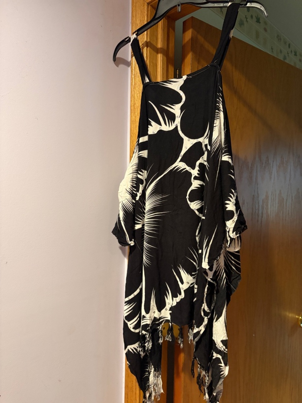 Black & White Floral swim cover up
